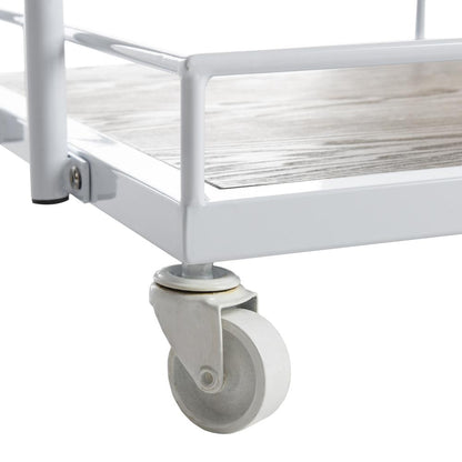 Dawson 2 Tier Rectangle Bar Cart, Rustic Oak/White