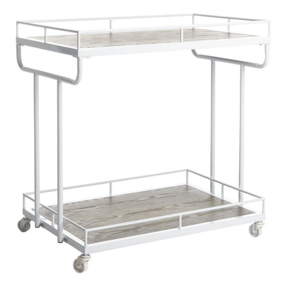 Dawson 2 Tier Rectangle Bar Cart, Rustic Oak/White