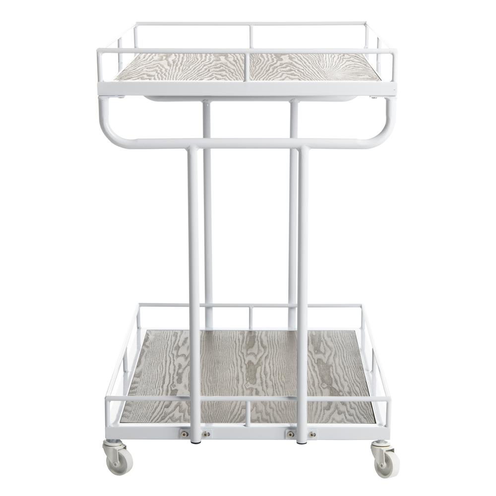 Dawson 2 Tier Rectangle Bar Cart, Rustic Oak/White