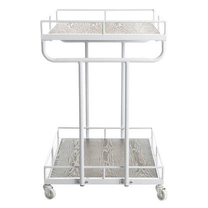 Dawson 2 Tier Rectangle Bar Cart, Rustic Oak/White