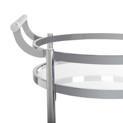 Sienna 2 Tier Round Bar Cart, Chrome