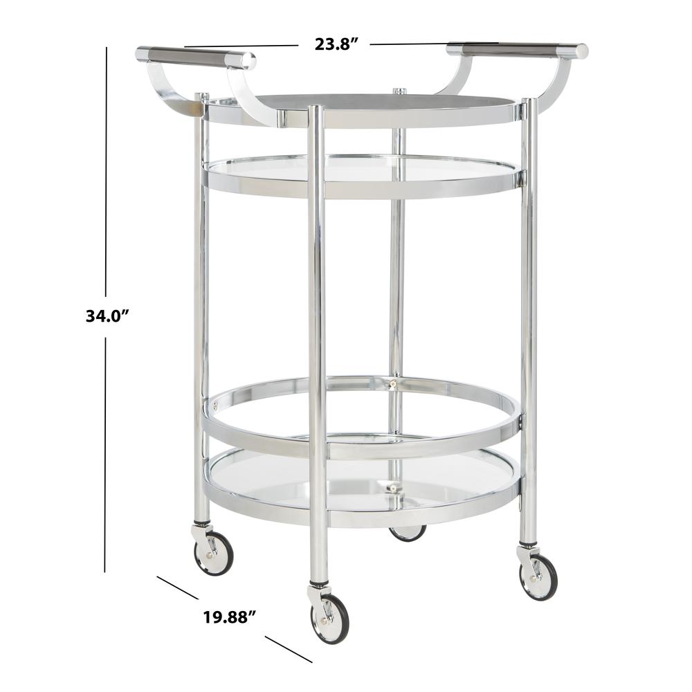 Sienna 2 Tier Round Bar Cart, Chrome