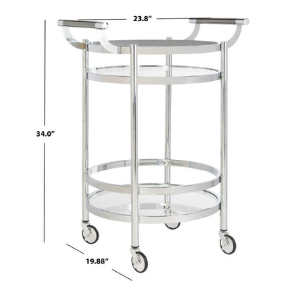 Sienna 2 Tier Round Bar Cart, Chrome