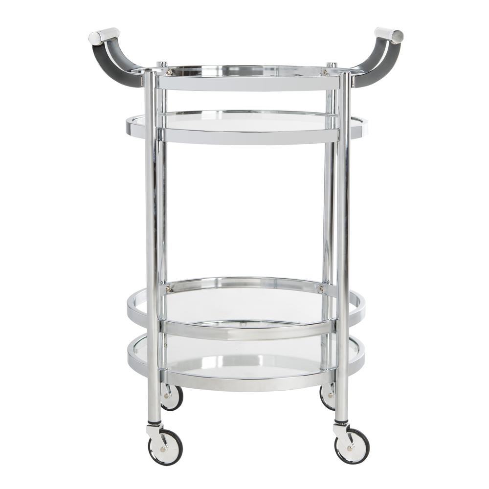 Sienna 2 Tier Round Bar Cart, Chrome