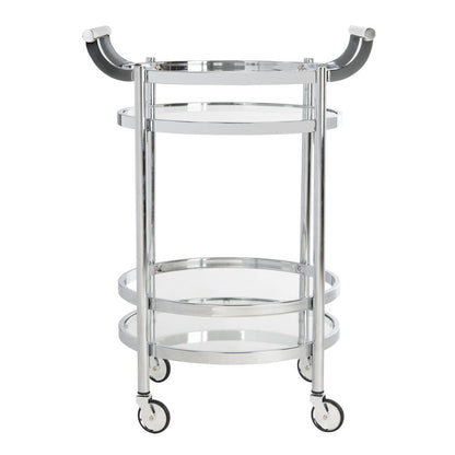 Sienna 2 Tier Round Bar Cart, Chrome
