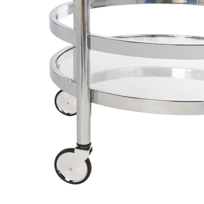 Sienna 2 Tier Round Bar Cart, Chrome