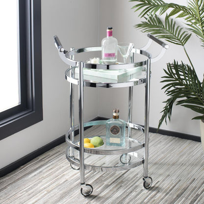 Sienna 2 Tier Round Bar Cart, Chrome