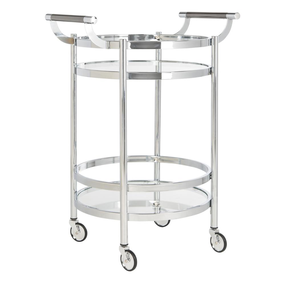 Sienna 2 Tier Round Bar Cart, Chrome