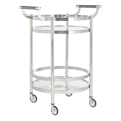 Sienna 2 Tier Round Bar Cart, Chrome