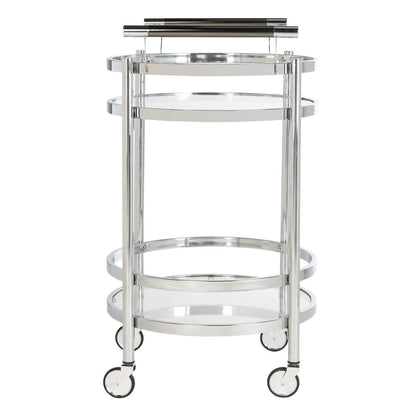Sienna 2 Tier Round Bar Cart, Chrome