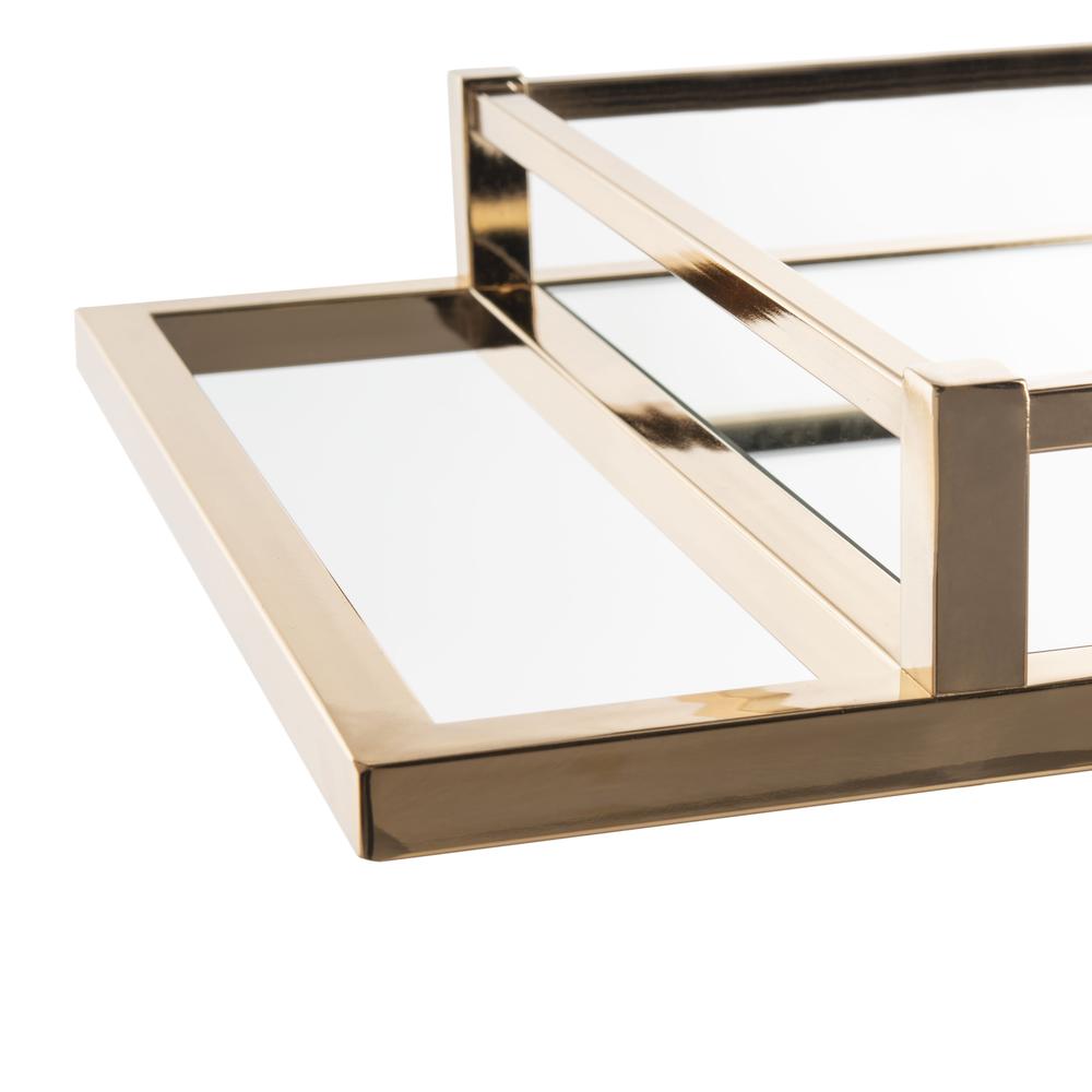 Capri 2 Tier Rectangle Bar Cart, Gold/Mirror