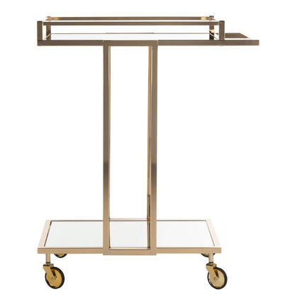Capri 2 Tier Rectangle Bar Cart, Gold/Mirror