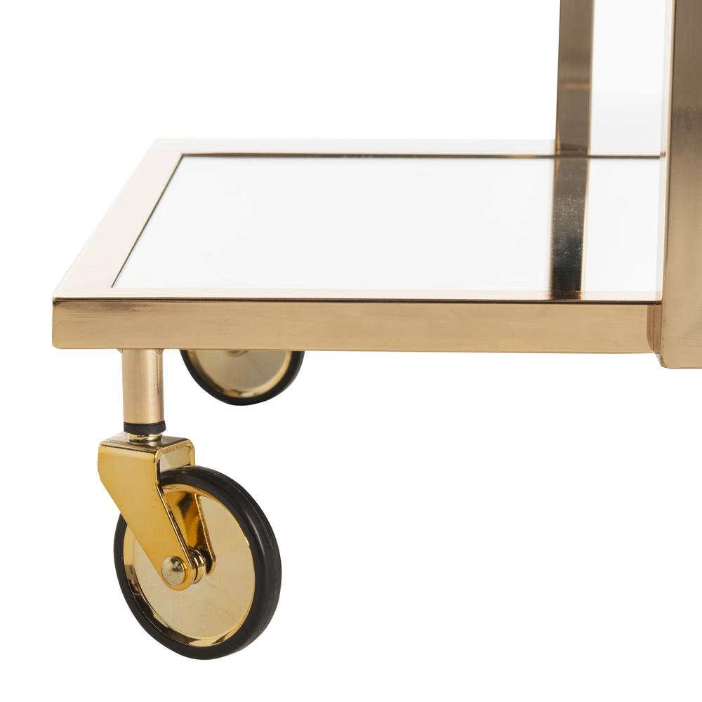 Capri 2 Tier Rectangle Bar Cart, Gold/Mirror