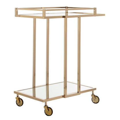 Capri 2 Tier Rectangle Bar Cart, Gold/Mirror