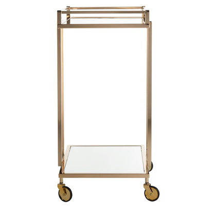 Capri 2 Tier Rectangle Bar Cart, Gold/Mirror