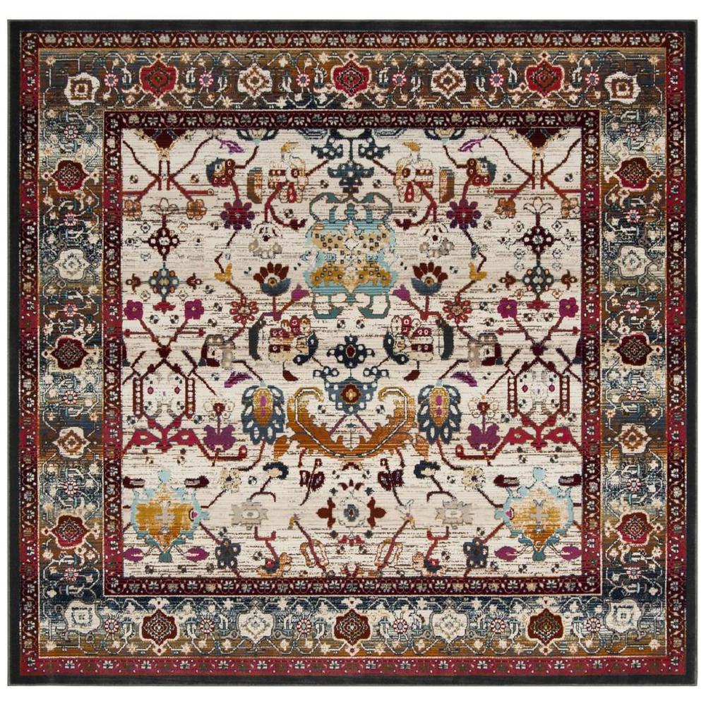 BALDWIN, IVORY / ANTHRACITE, 6'-7" X 6'-7" Square, Area Rug