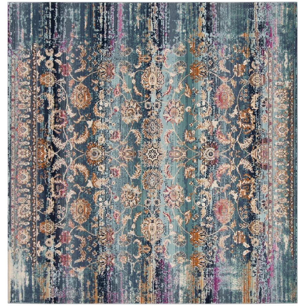 BALDWIN, TEAL / BEIGE, 6'-7" X 6'-7" Square, Area Rug