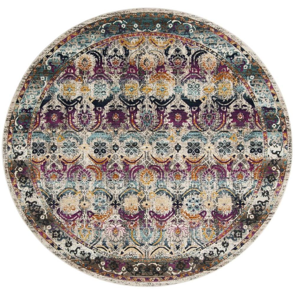 BALDWIN, CREAM / MULTI, 6'-7" X 6'-7" Round, Area Rug