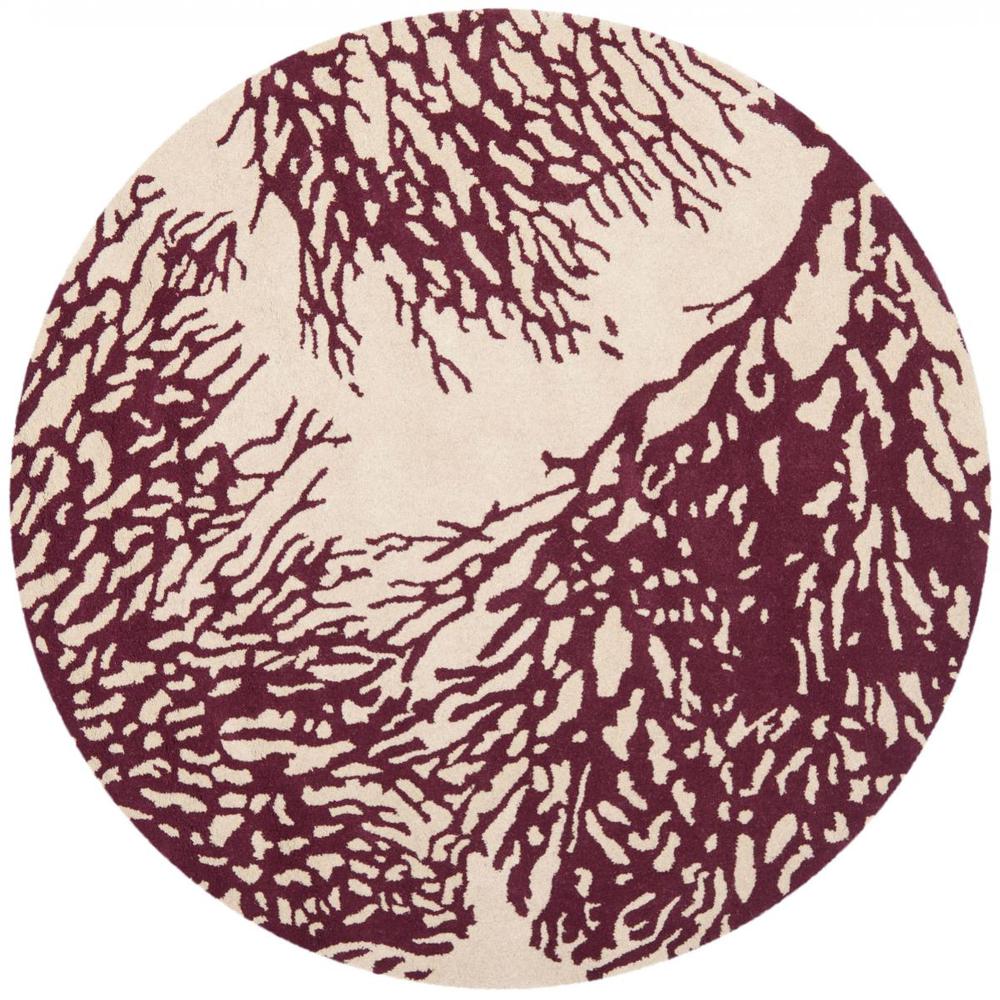 BELLA, BEIGE / PURPLE, 5' X 5' Round, Area Rug