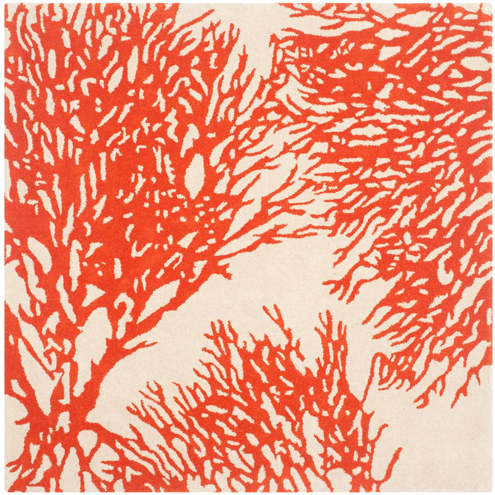 BELLA, BEIGE / TERRACOTTA, 5' X 5' Square, Area Rug
