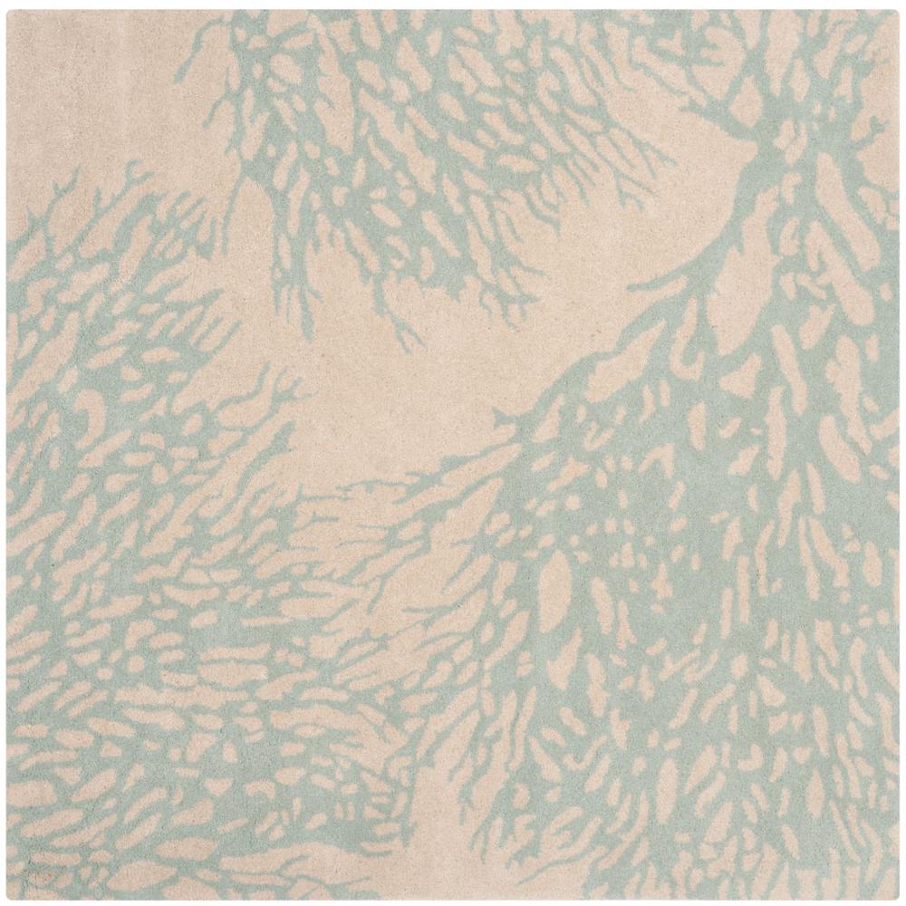 BELLA, BEIGE / BLUE, 5' X 5' Square, Area Rug, BEL115C-5SQ