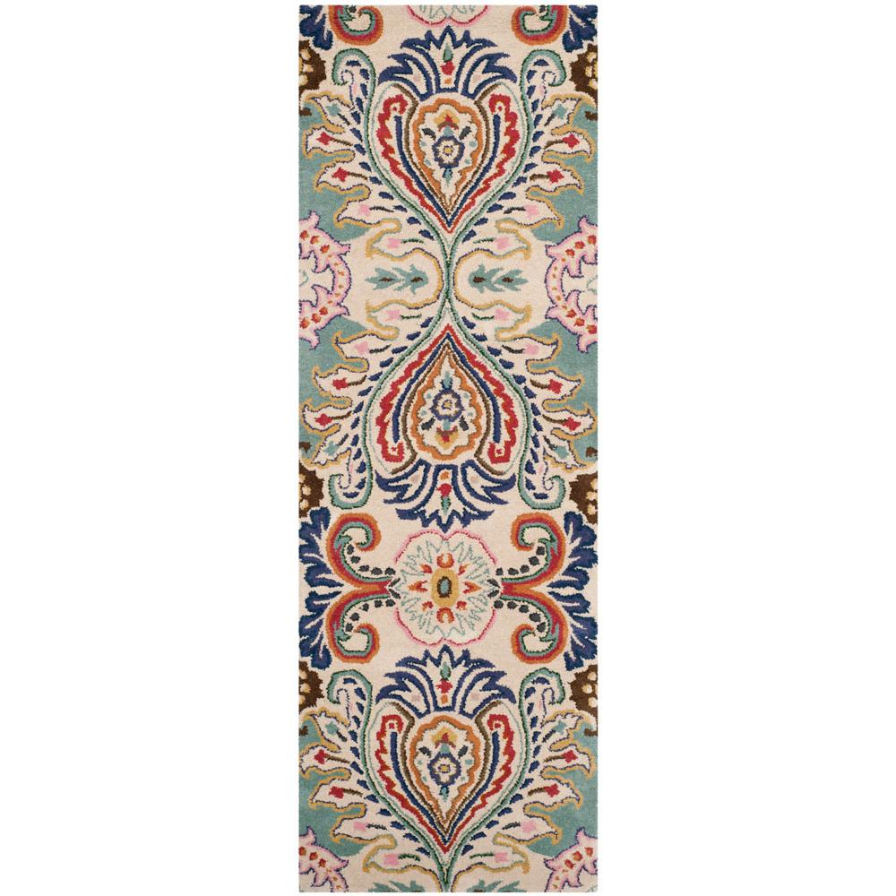 BELLA, IVORY / BLUE, 2'-3" X 7', Area Rug, BEL118A-27