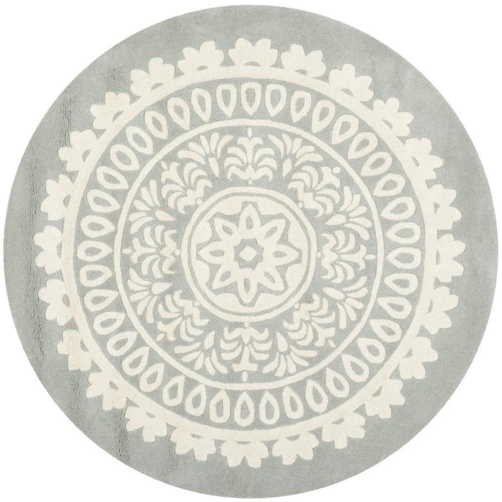 BELLA, GREY / IVORY, 5' X 5' Round, Area Rug, BEL122A-5R