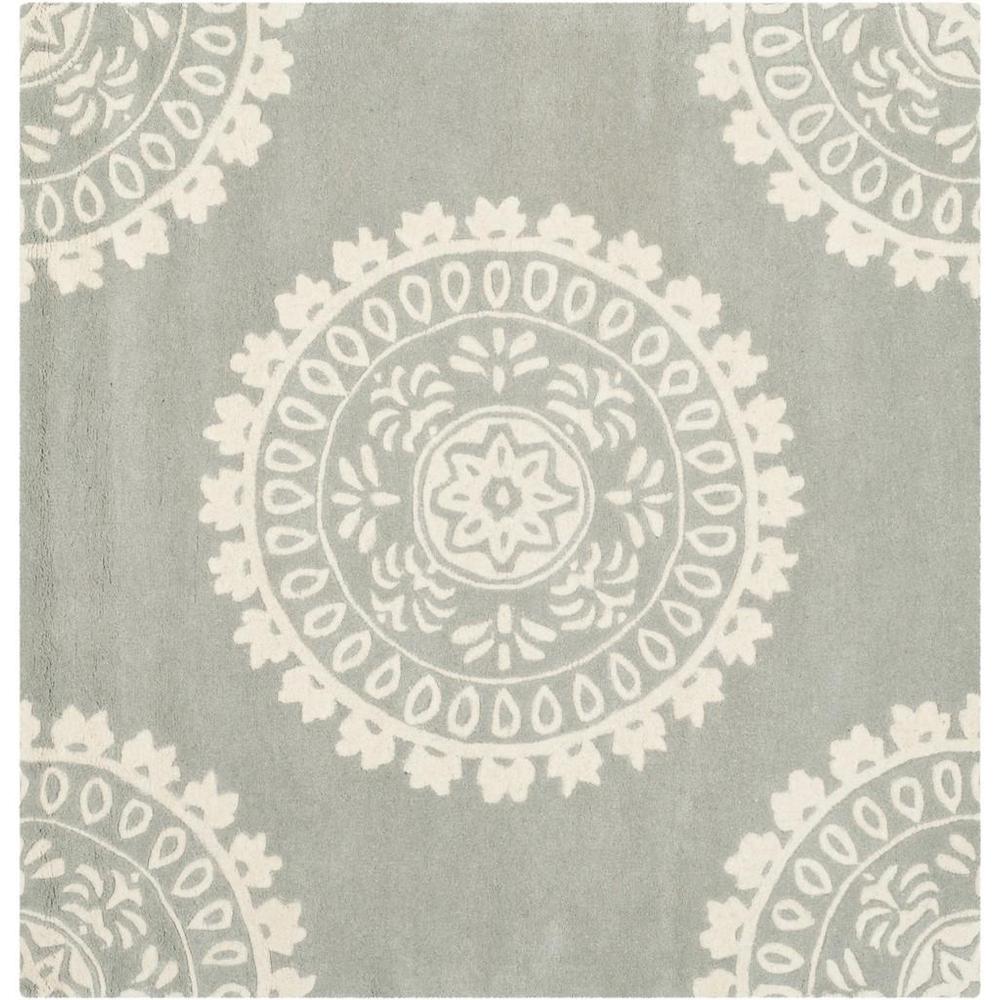 BELLA, GREY / IVORY, 5' X 5' Square, Area Rug, BEL122A-5SQ