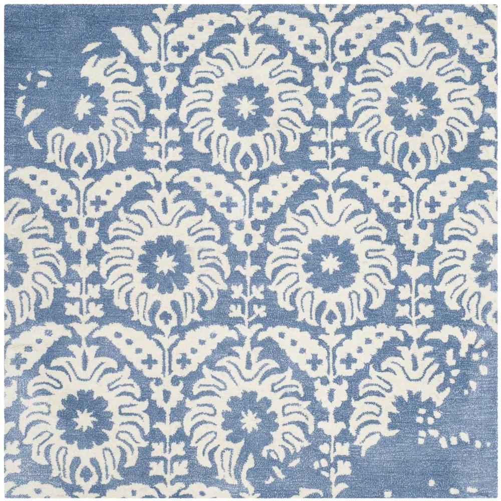BELLA, LIGHT BLUE / IVORY, 5' X 5' Square, Area Rug, BEL125C-5SQ