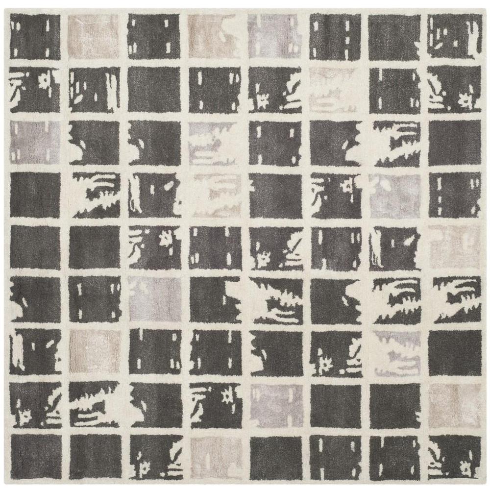 BELLA, DARK GREY / IVORY, 5' X 5' Square, Area Rug, BEL130A-5SQ