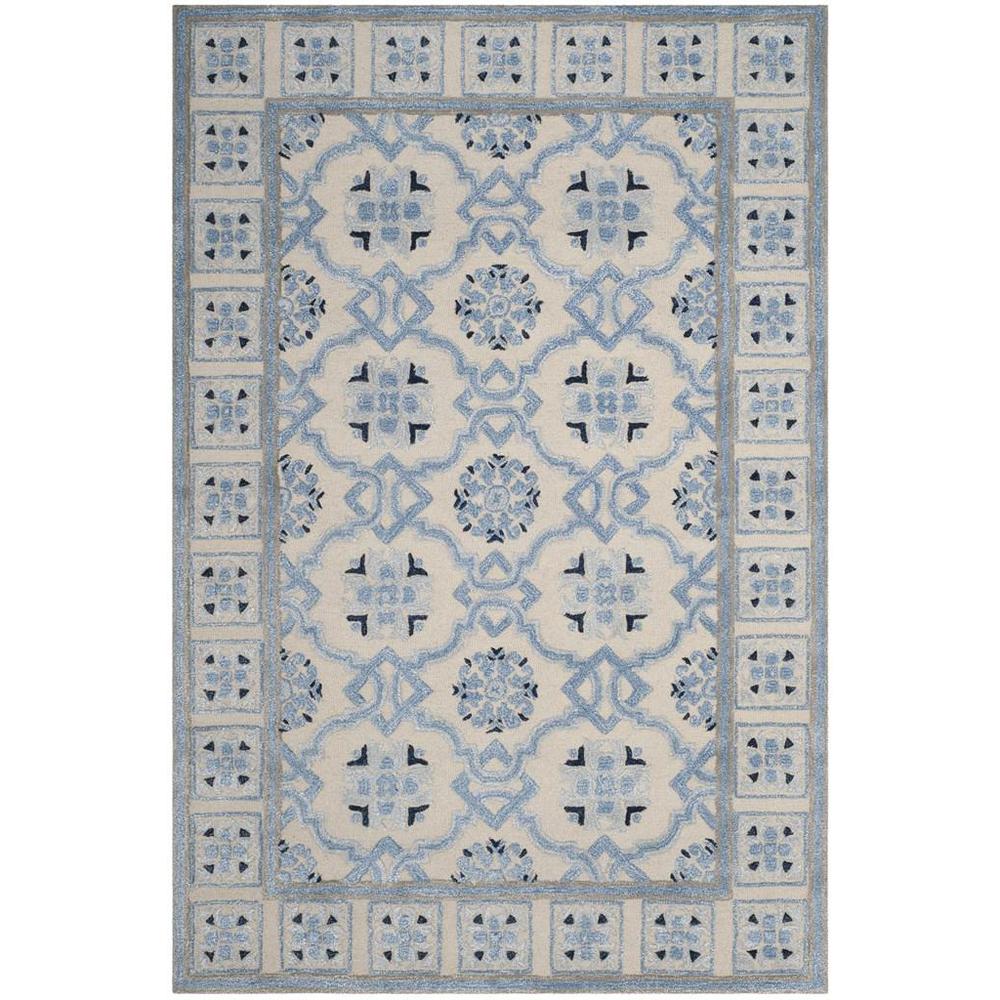 BELLA, IVORY / BLUE, 6' X 9', Area Rug, BEL155A-6