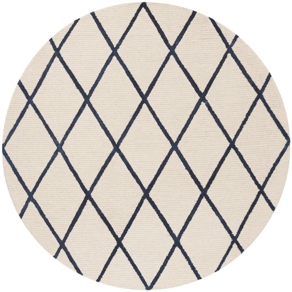 BLOSSOM, IVORY / NAVY, 6' X 6' Round, Area Rug