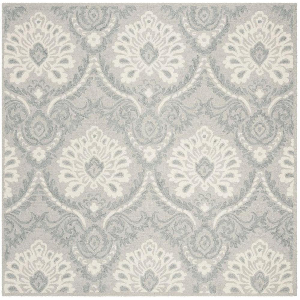 BLOSSOM, LIGHT GREY / IVORY, 6' X 6' Square, Area Rug, BLM106A-6SQ