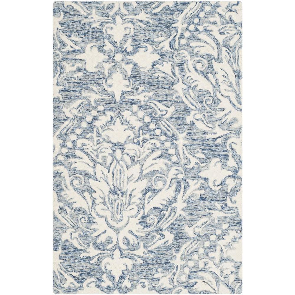 BLOSSOM, BLUE / IVORY, 2'-6" X 4', Area Rug