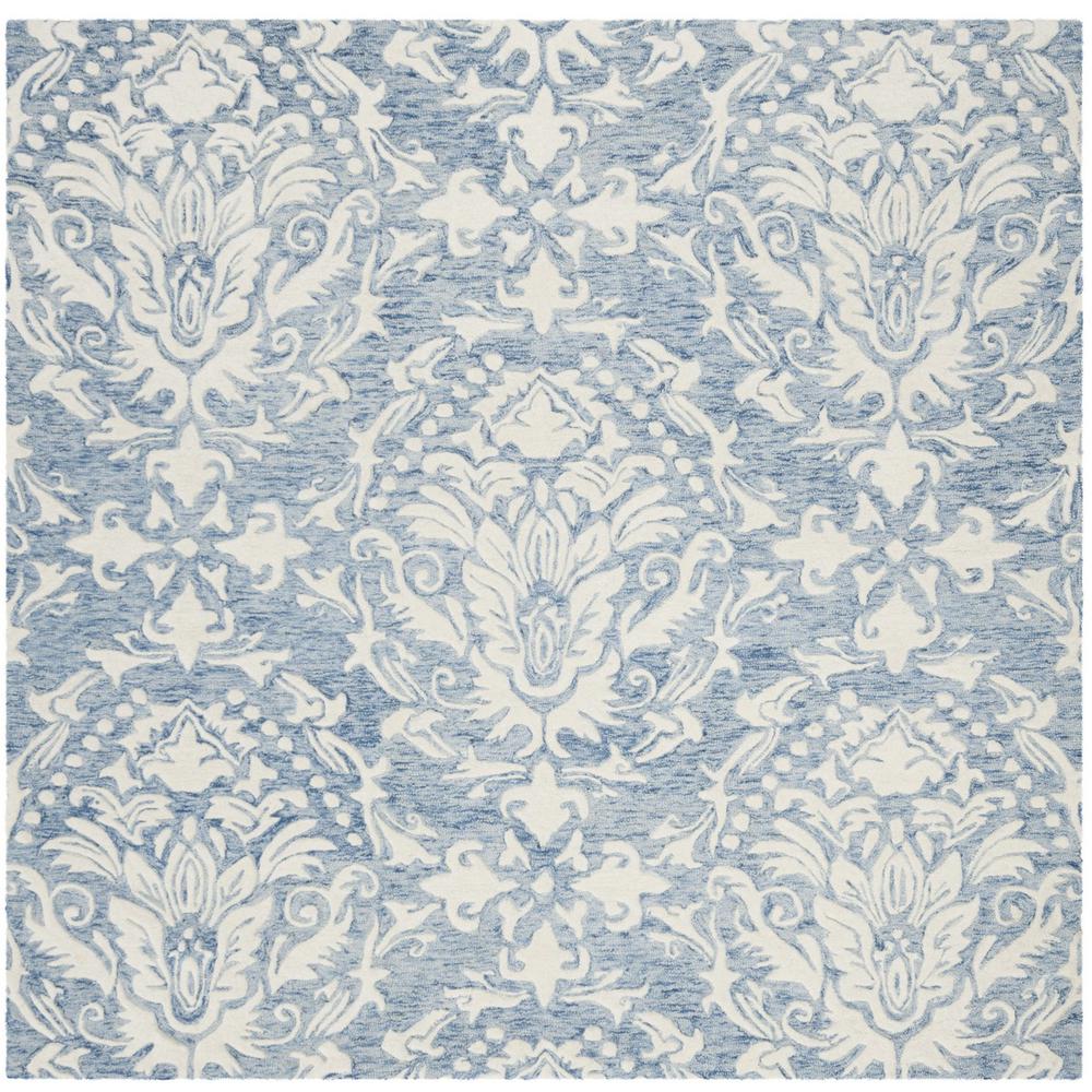 BLOSSOM, BLUE / IVORY, 6' X 6' Square, Area Rug, BLM107B-6SQ