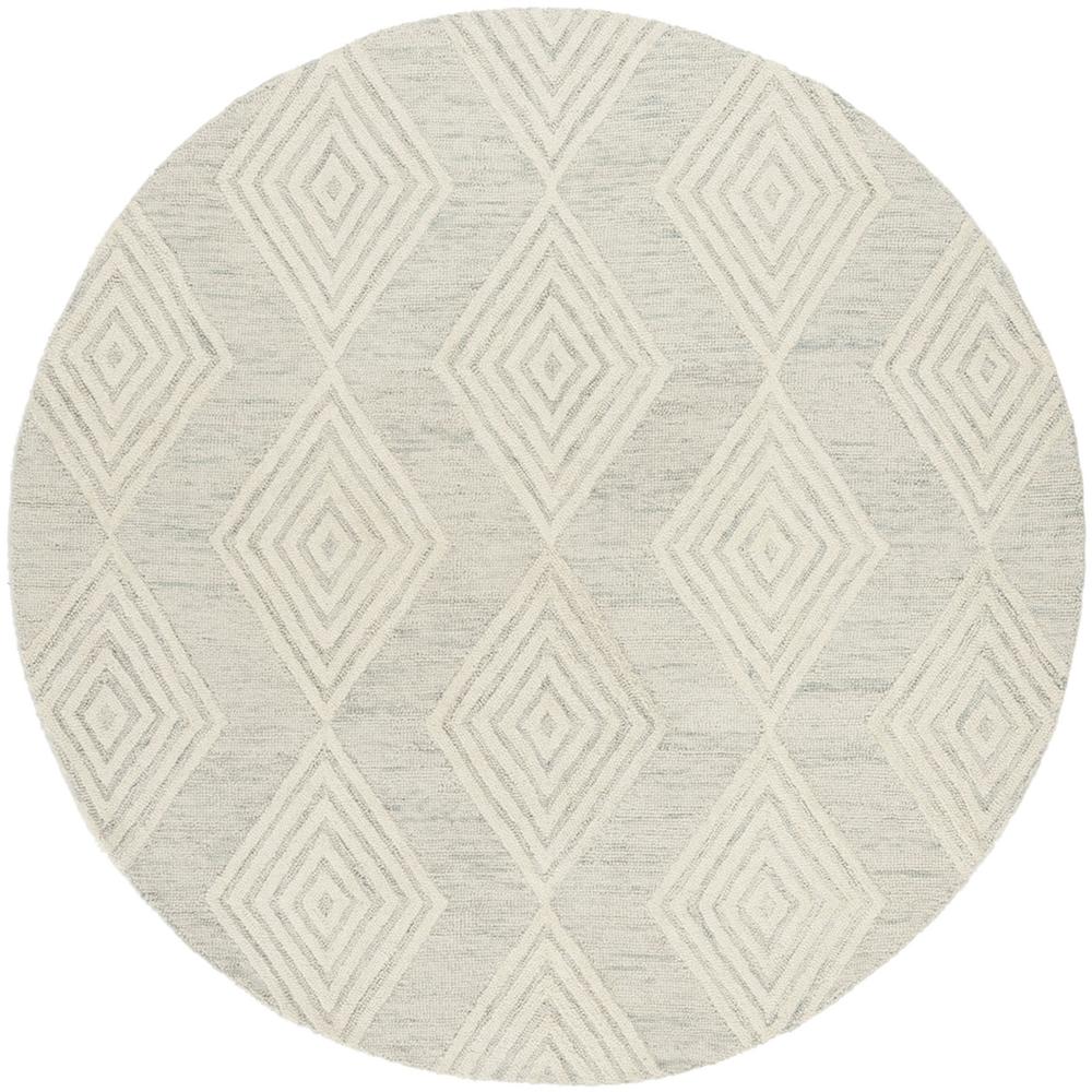 BLOSSOM, SILVER / IVORY, 6' X 6' Round, Area Rug, BLM111G-6R