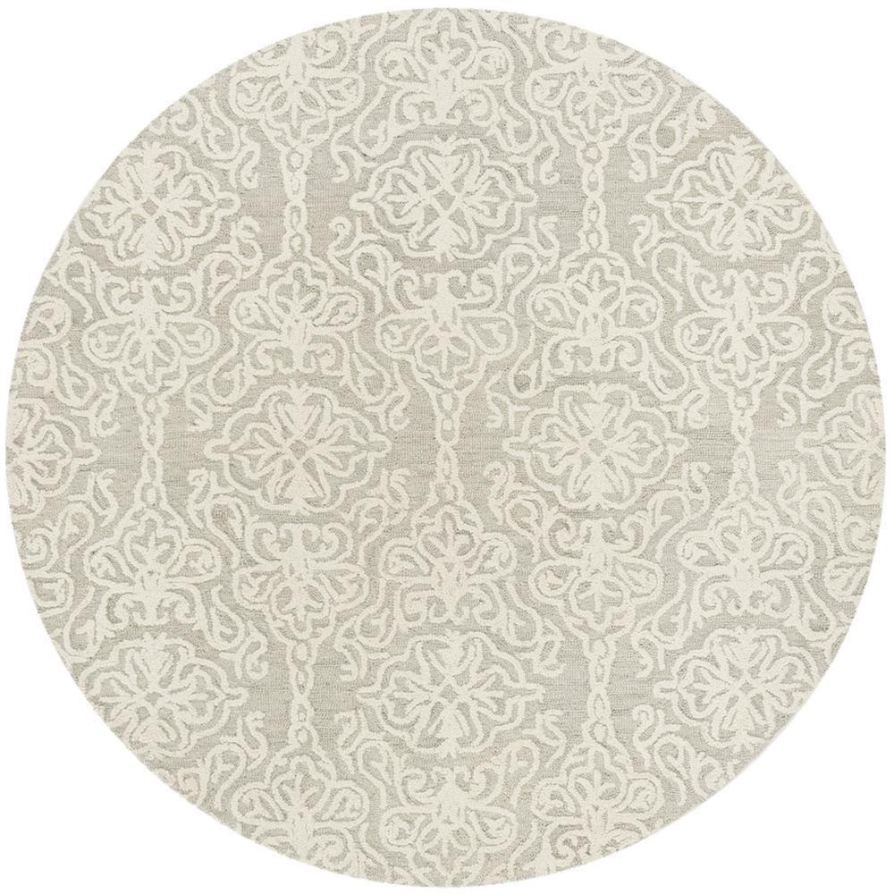 BLOSSOM, SILVER / IVORY, 6' X 6' Round, Area Rug, BLM112G-6R