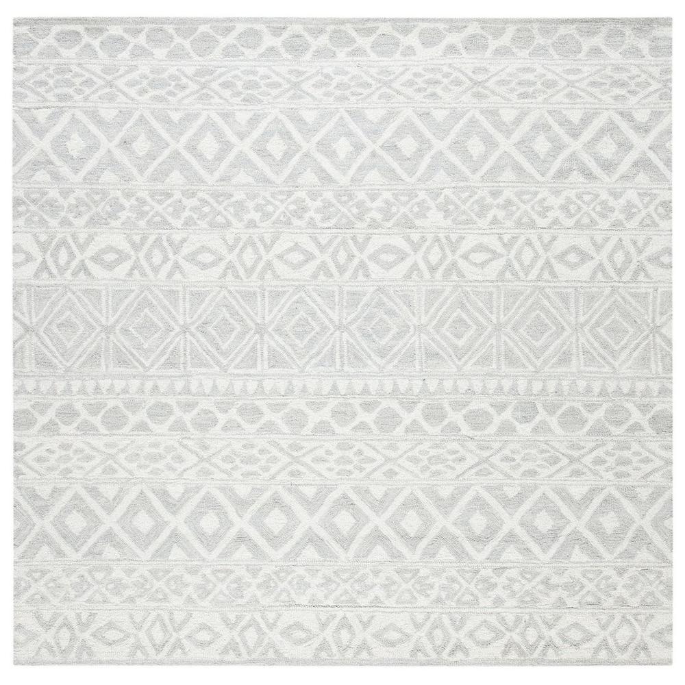 BLOSSOM, SILVER / IVORY, 6' X 6' Square, Area Rug, BLM113G-6SQ