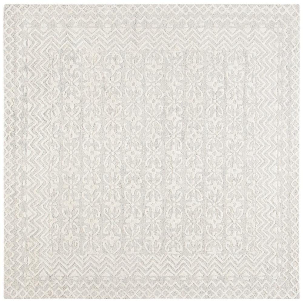 BLOSSOM, GREY / IVORY, 6' X 6' Square, Area Rug, BLM114F-6SQ