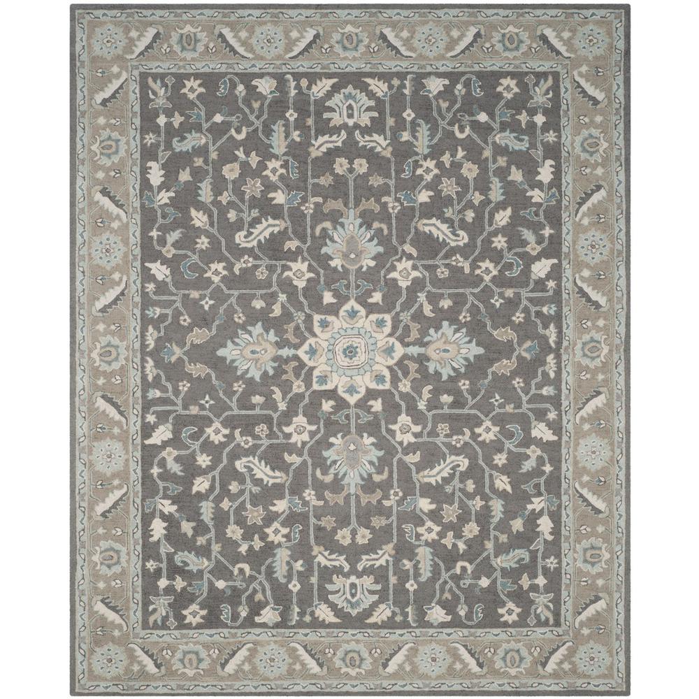 BLOSSOM, DARK GREY / LIGHT BROWN, 8' X 10', Area Rug