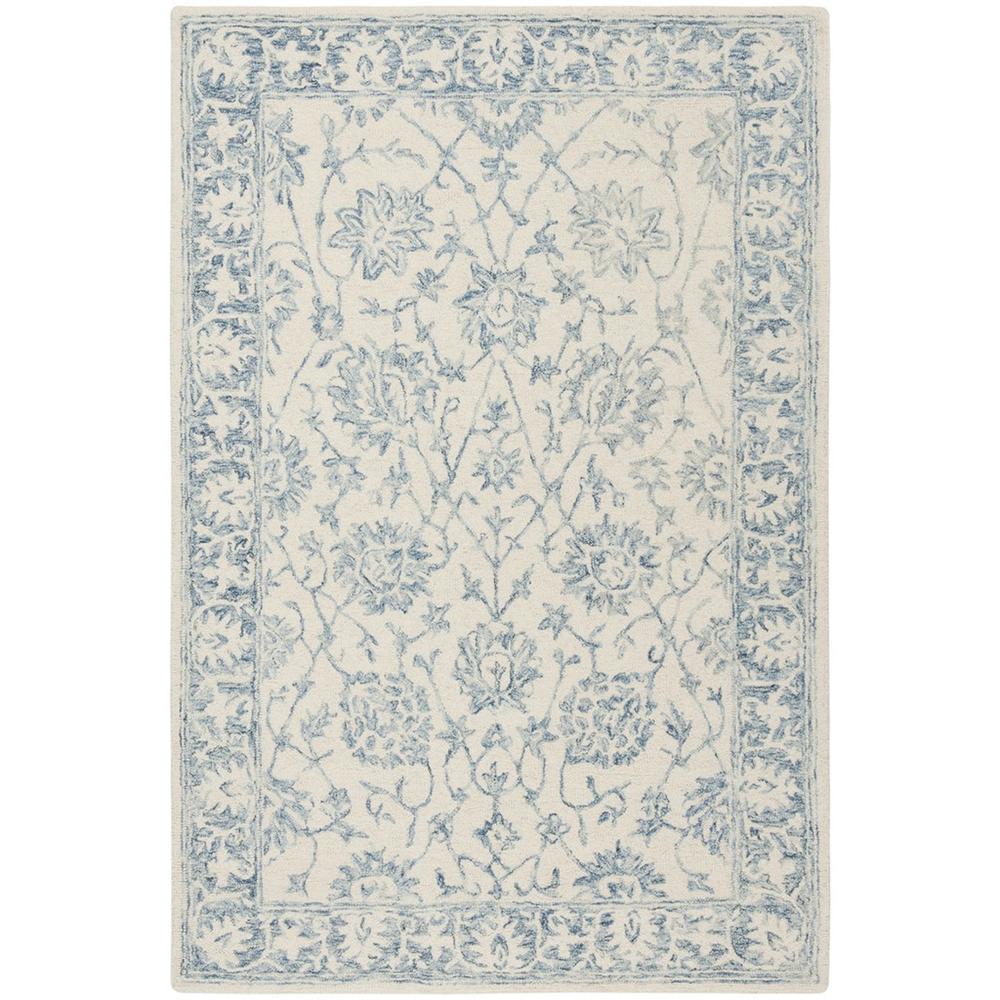 BLOSSOM, IVORY / BLUE, 4' X 6', Area Rug, BLM351A-4