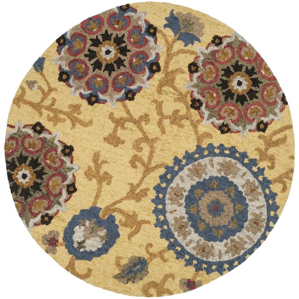 BLOSSOM, GOLD / MULTI, 6' X 6' Round, Area Rug