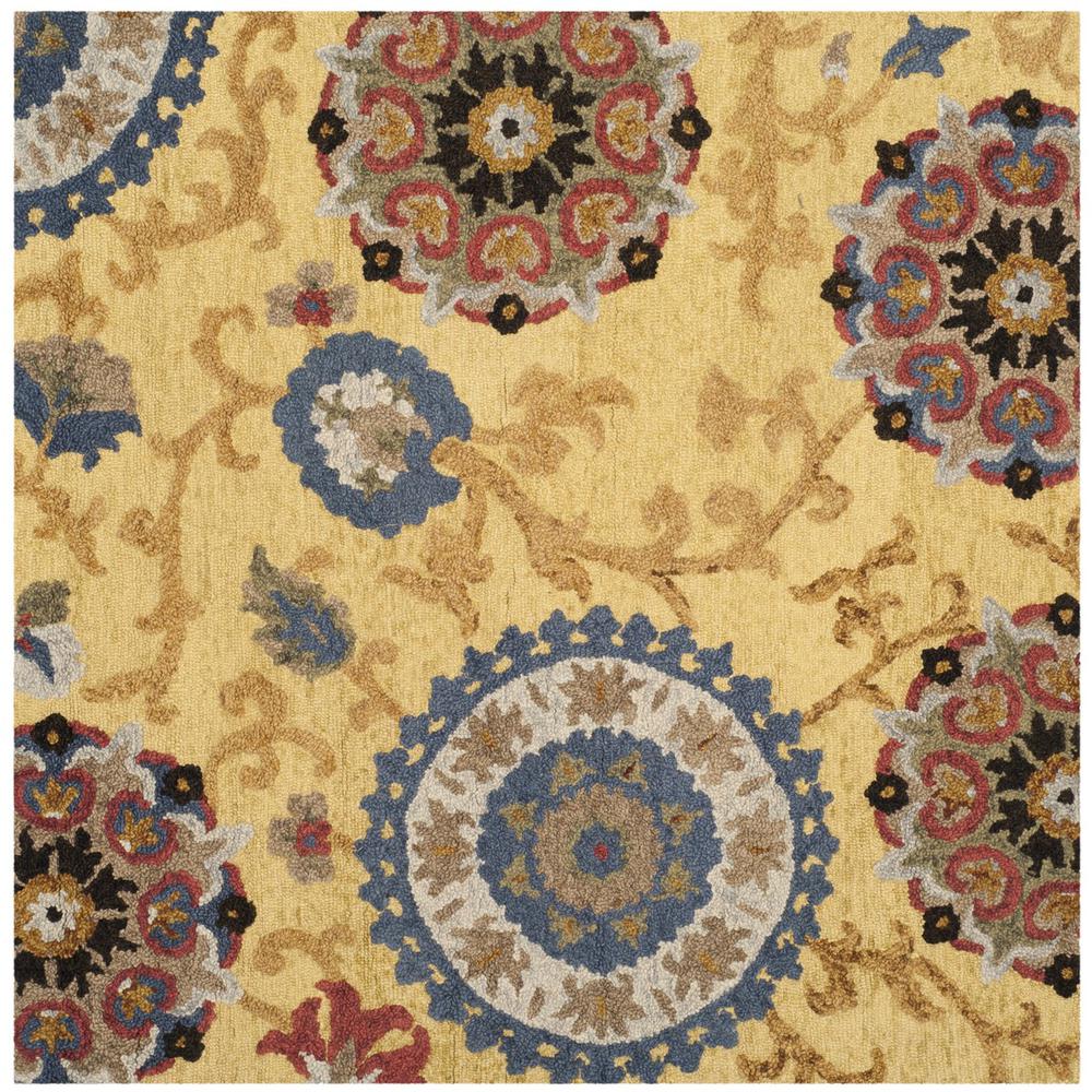 BLOSSOM, GOLD / MULTI, 6' X 6' Square, Area Rug