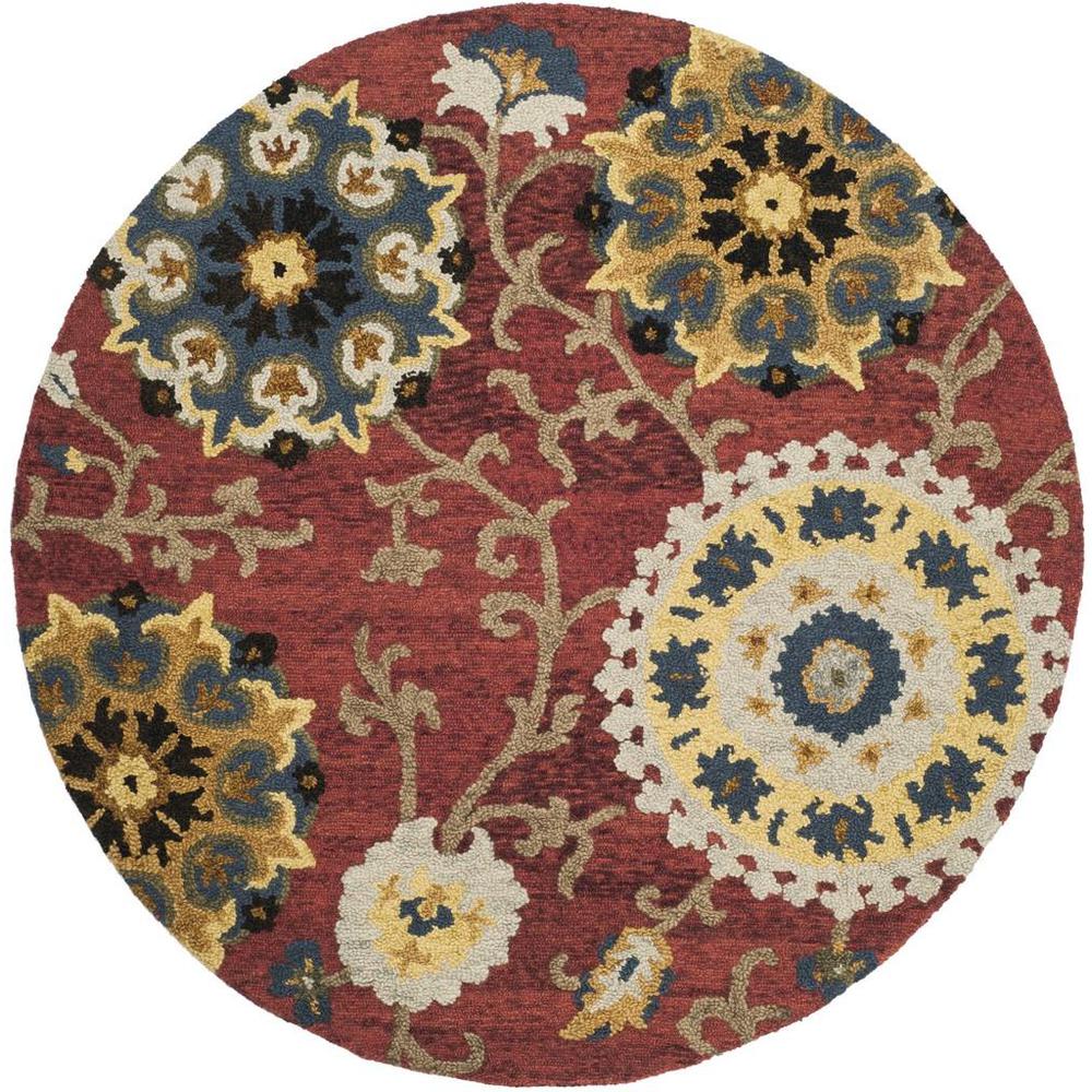 BLOSSOM, RED / MULTI, 6' X 6' Round, Area Rug