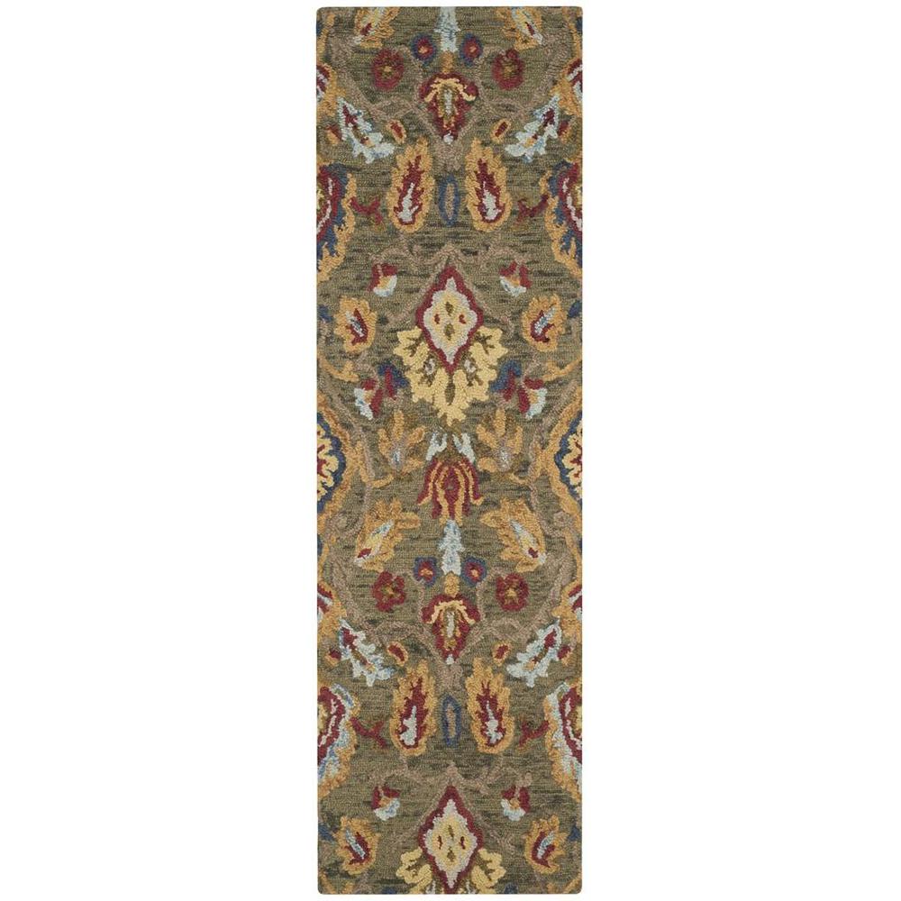 BLOSSOM, GREEN / MULTI, 2'-3" X 14', Area Rug