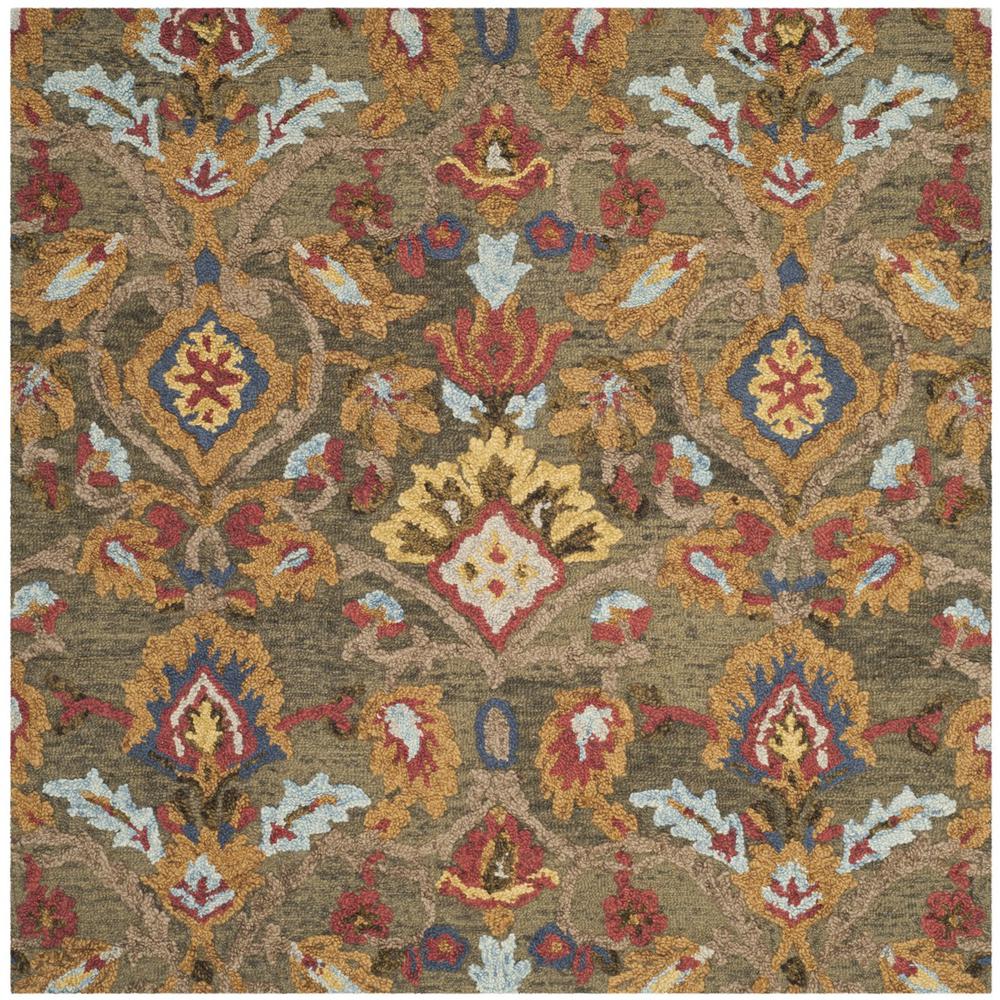BLOSSOM, GREEN / MULTI, 6' X 6' Square, Area Rug