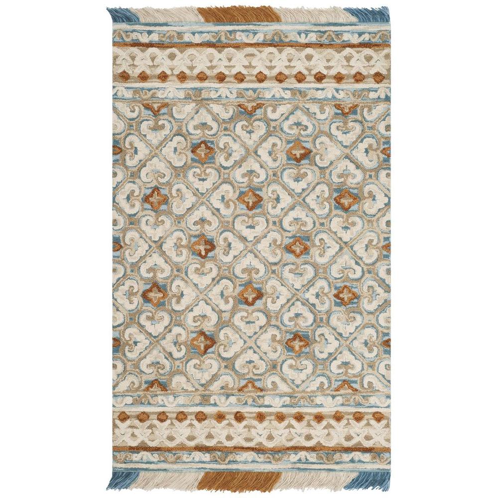BLOSSOM, IVORY / BLUE, 5' X 8', Area Rug, BLM420B-5