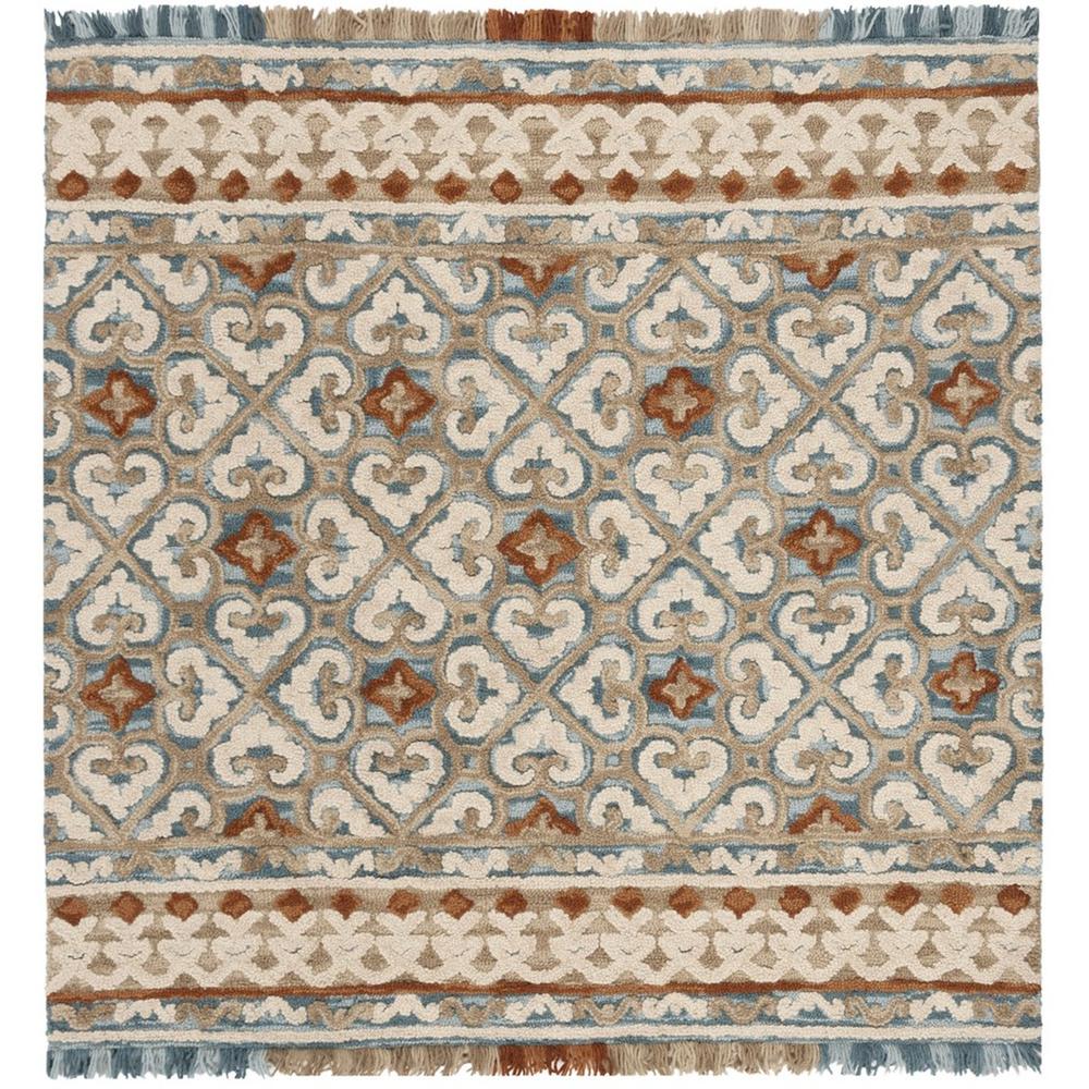 BLOSSOM, IVORY / BLUE, 6' X 6' Square, Area Rug, BLM420B-6SQ