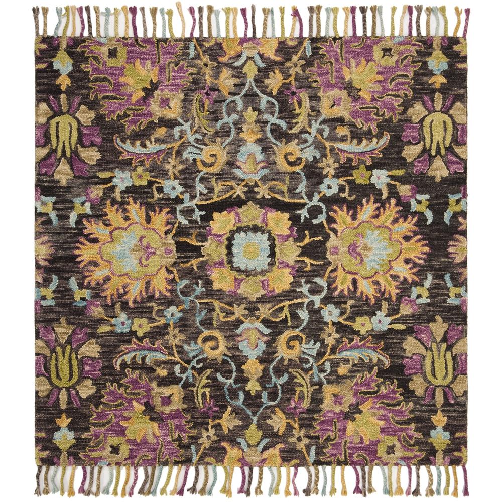 BLOSSOM, CHARCOAL / MULTI, 6' X 6' Square, Area Rug