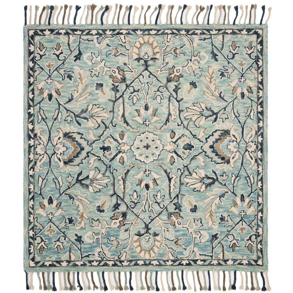 BLOSSOM, BLUE / IVORY, 6' X 6' Square, Area Rug, BLM457M-6SQ